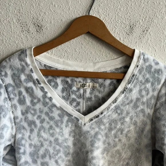 Ugg Women's Top Daisy Fleece Cotton Blend V-neck Long Sleeve Sweater Size S - Picture 5 of 13